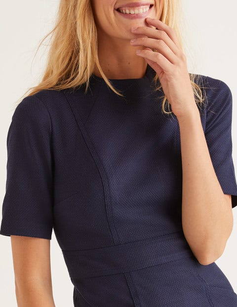 Louise Textured Dress - Navy Louise Textured Dress - Navy