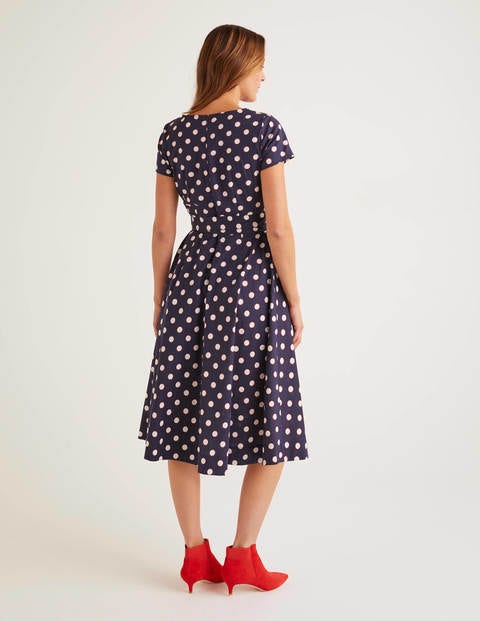 Olive Wrap Dress - Navy, Polka Hoops Olive Wrap Dress - Navy, Polka Hoops