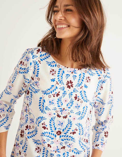 Nadine Top - Ivory and Bold Blue, Jolie Nadine Top - Ivory and Bold Blue, Jolie