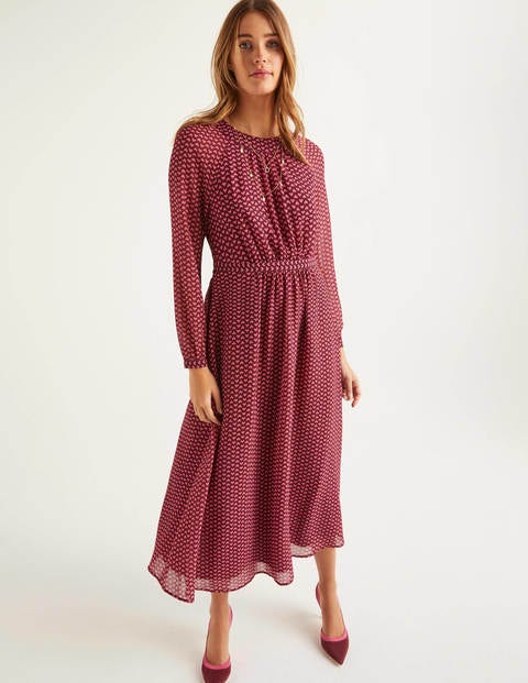Erica Kleid - Rotbraun, Tickermuster Erica Kleid - Rotbraun, Tickermuster