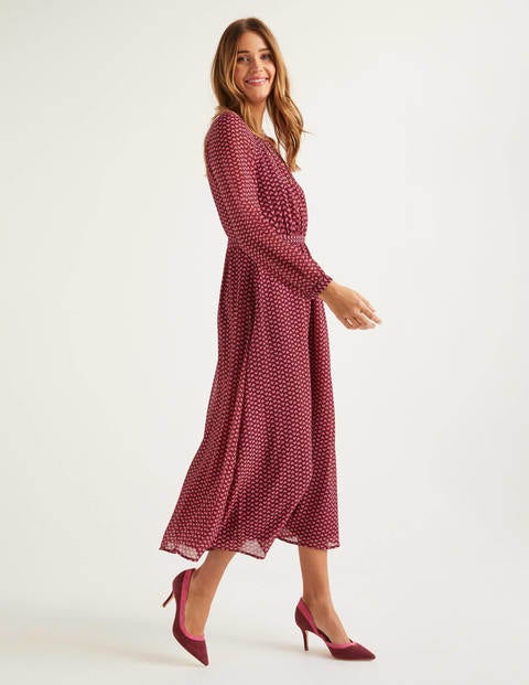 Erica Kleid - Rotbraun, Tickermuster Erica Kleid - Rotbraun, Tickermuster