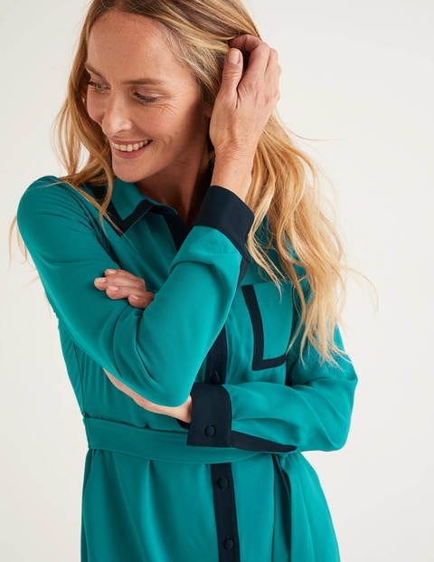 Rachel Hemdblusenkleid - Sattes Türkis Rachel Hemdblusenkleid - Sattes Türkis