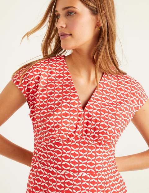 Natasha Cotton Dress - Post Box Red, Ribbons Natasha Cotton Dress - Post Box Red, Ribbons