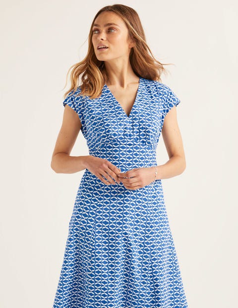 Natasha Cotton Dress - Sky Blue, Ribbons Natasha Cotton Dress - Sky Blue, Ribbons