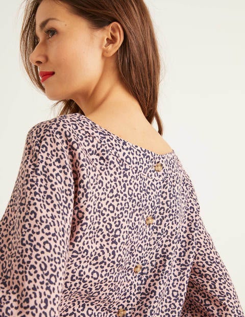 Lavinia Linen Top - Milkshake, Animal Stamp Lavinia Linen Top - Milkshake, Animal Stamp