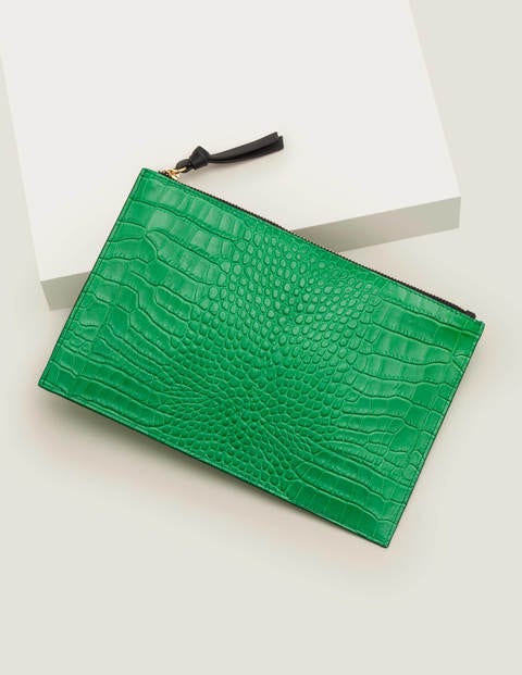 Large Keepsake Pouch - Rich Emerald Croc/ Navy Large Keepsake Pouch - Rich Emerald Croc/ Navy