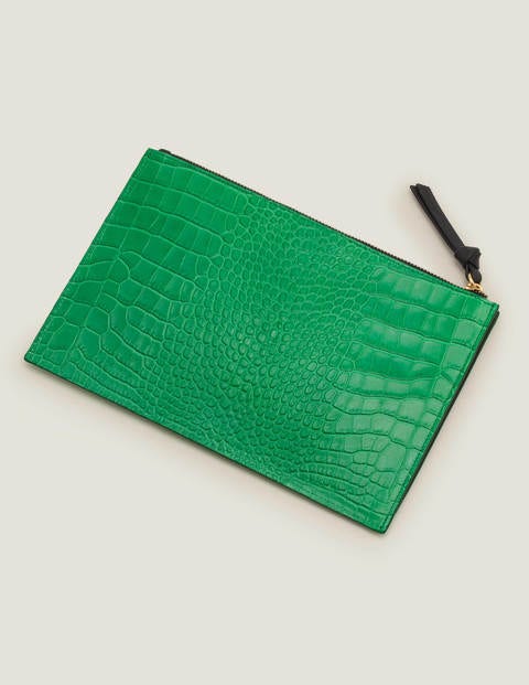 Large Keepsake Pouch - Rich Emerald Croc/ Navy Large Keepsake Pouch - Rich Emerald Croc/ Navy