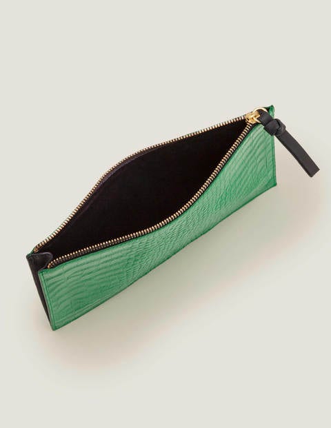 Large Keepsake Pouch - Rich Emerald Croc/ Navy Large Keepsake Pouch - Rich Emerald Croc/ Navy