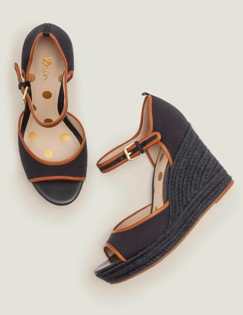 Philippa Espadrille Wedges - Navy/Tan Philippa Espadrille Wedges - Navy/Tan