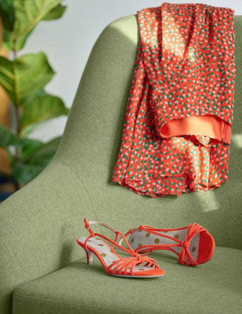 Tessa Kitten Heel Slingbacks - Orange Sunset Tessa Kitten Heel Slingbacks - Orange Sunset