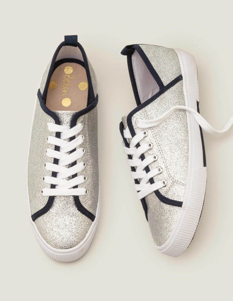 Laurie Plimsolls - Silver Glitter/Navy Laurie Plimsolls - Silver Glitter/Navy