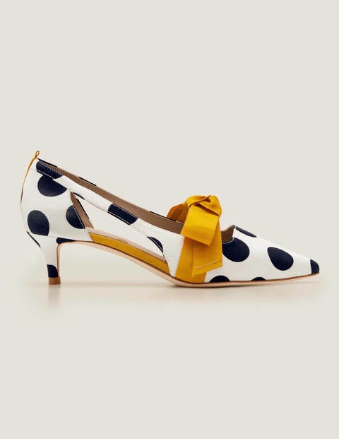 Mollie Pumps Mit Kitten-Absatz - Sonnengelb/Naturweiß, Getupft Mollie Pumps Mit Kitten-Absatz - Sonnengelb/Naturweiß, Getupft