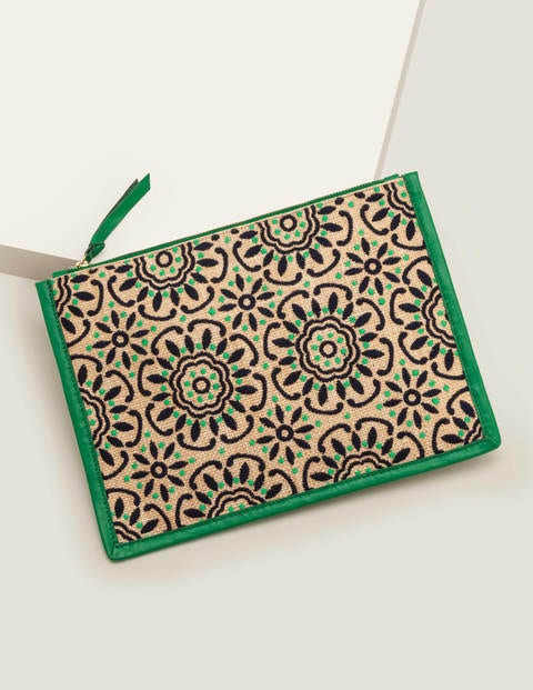 Mariana Embroidered Clutch - Rich Emerald Geo Mariana Embroidered Clutch - Rich Emerald Geo