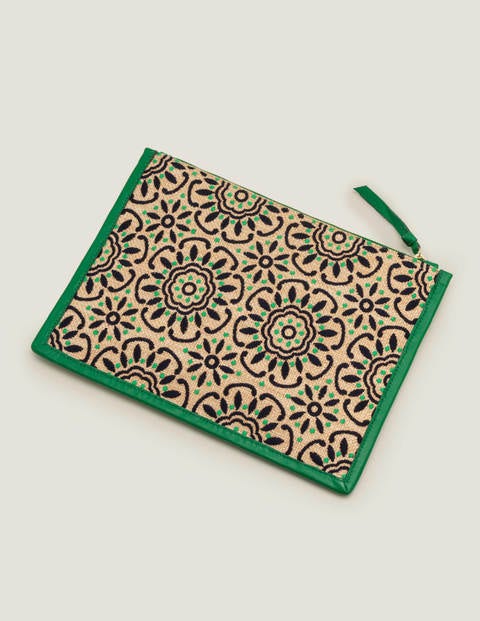 Mariana Embroidered Clutch - Rich Emerald Geo Mariana Embroidered Clutch - Rich Emerald Geo