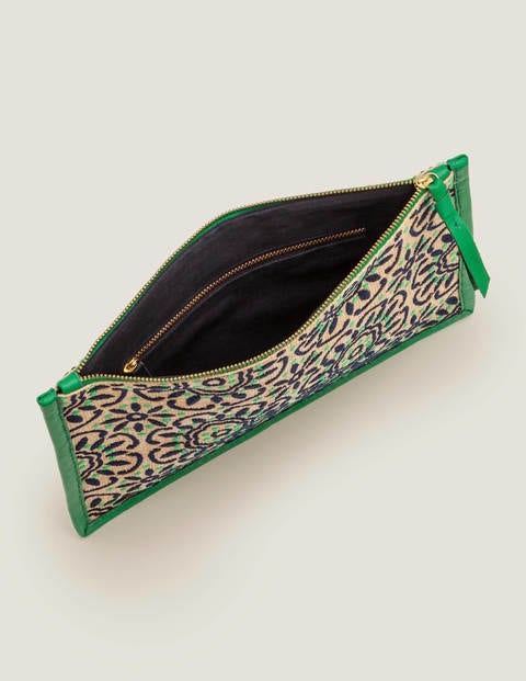 Mariana Embroidered Clutch - Rich Emerald Geo Mariana Embroidered Clutch - Rich Emerald Geo
