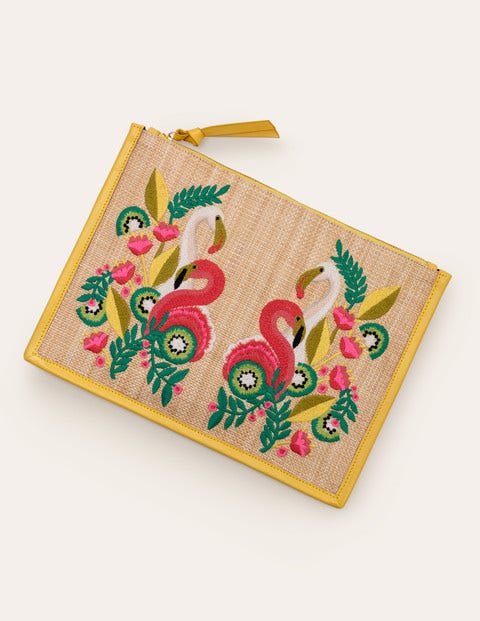 Mariana Embroidered Clutch - Daffodil Flamingo Mariana Embroidered Clutch - Daffodil Flamingo