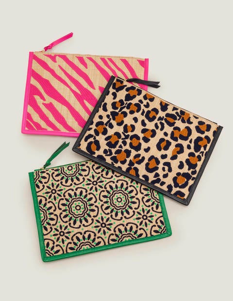 Mariana Embroidered Clutch - Navy/ Gingerbread Leopard Mariana Embroidered Clutch - Navy/ Gingerbread Leopard