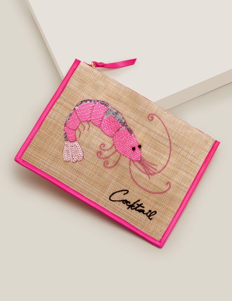 Mariana Embroidered Clutch - Prawn Cocktail Mariana Embroidered Clutch - Prawn Cocktail
