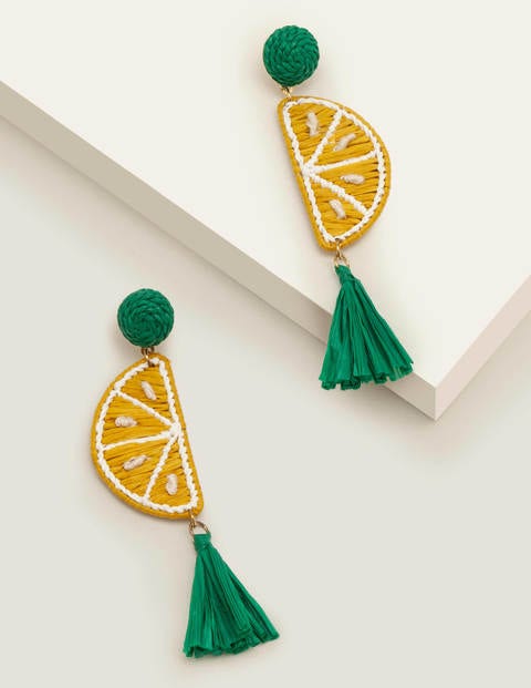 Raffia Tassel Earrings - Lemons Raffia Tassel Earrings - Lemons