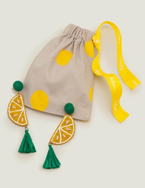 Raffia Tassel Earrings - Lemons Raffia Tassel Earrings - Lemons
