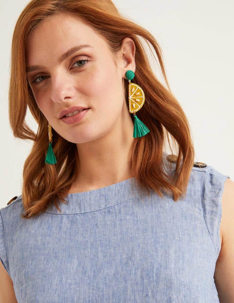 Raffia Tassel Earrings - Lemons Raffia Tassel Earrings - Lemons