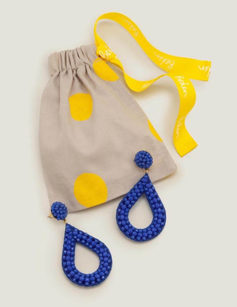 Beaded Teardrop Earrings - Bold Blue Beaded Teardrop Earrings - Bold Blue