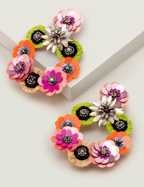 Boucles d'oreilles fleurs ornées de sequins - Orange pop multi Boucles d'oreilles fleurs ornées de sequins - Orange pop multi