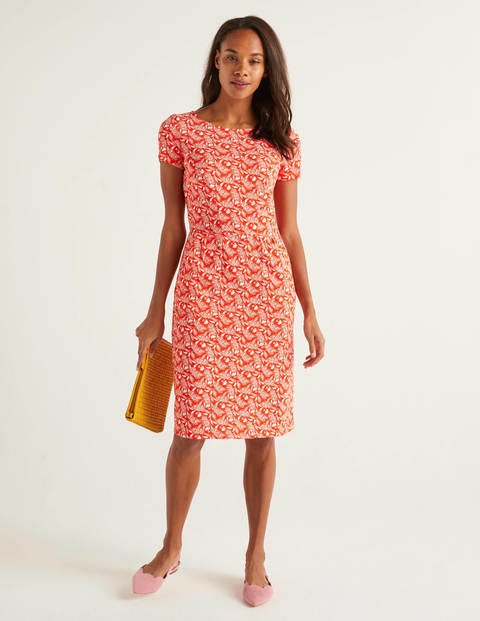 boden red dress with sleeves