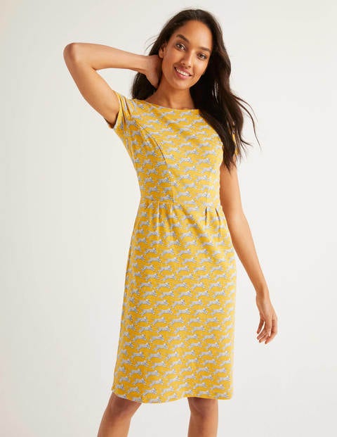 Phoebe Jerseykleid - Gelb, Verstreute Geparden Phoebe Jerseykleid - Gelb, Verstreute Geparden