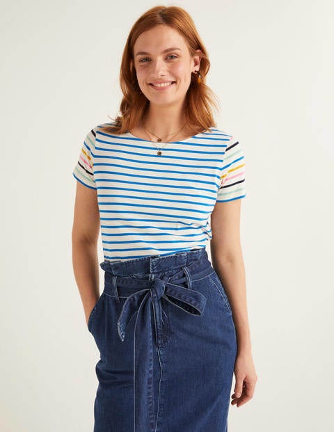 Short Sleeve Breton - Ivory/Bold Blue Multi Short Sleeve Breton - Ivory/Bold Blue Multi