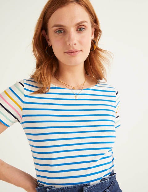 Short Sleeve Breton - Ivory/Bold Blue Multi Short Sleeve Breton - Ivory/Bold Blue Multi