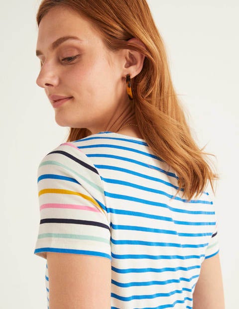 Short Sleeve Breton - Ivory/Bold Blue Multi Short Sleeve Breton - Ivory/Bold Blue Multi