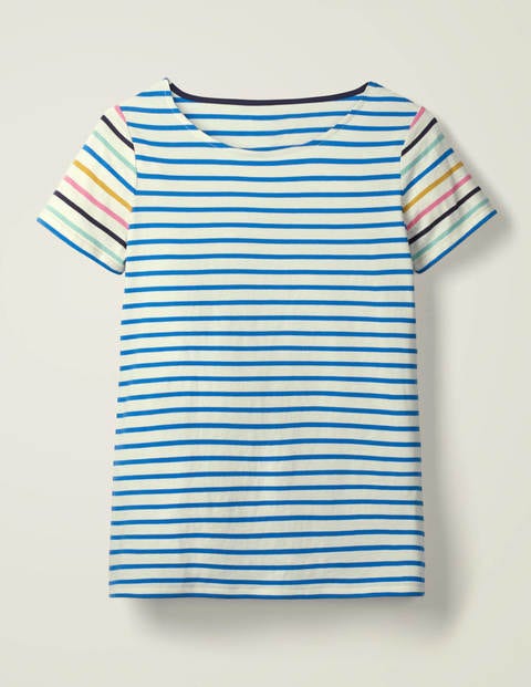 Short Sleeve Breton - Ivory/Bold Blue Multi Short Sleeve Breton - Ivory/Bold Blue Multi