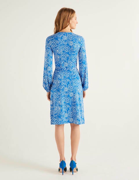 Elodie Jersey Wrap Dress - Bold Blue, Floral Delight Elodie Jersey Wrap Dress - Bold Blue, Floral Delight