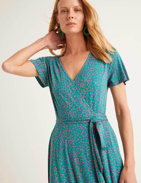 Cassia Jersey-Midikleid - Petrol, Sprenkel Cassia Jersey-Midikleid - Petrol, Sprenkel