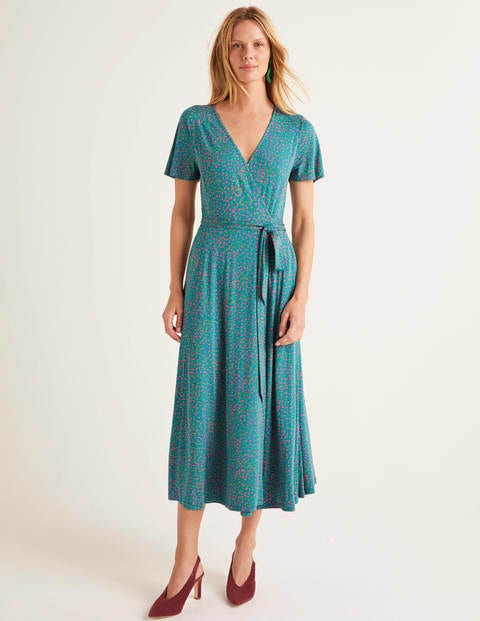 Cassia Jersey-Midikleid - Petrol, Sprenkel Cassia Jersey-Midikleid - Petrol, Sprenkel