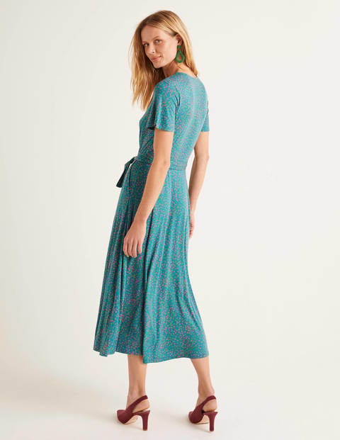 Cassia Jersey-Midikleid - Petrol, Sprenkel Cassia Jersey-Midikleid - Petrol, Sprenkel