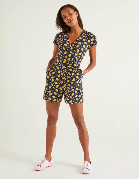 Caroline Jersey Romper - Navy, Lemon Fruit Caroline Jersey Romper - Navy, Lemon Fruit