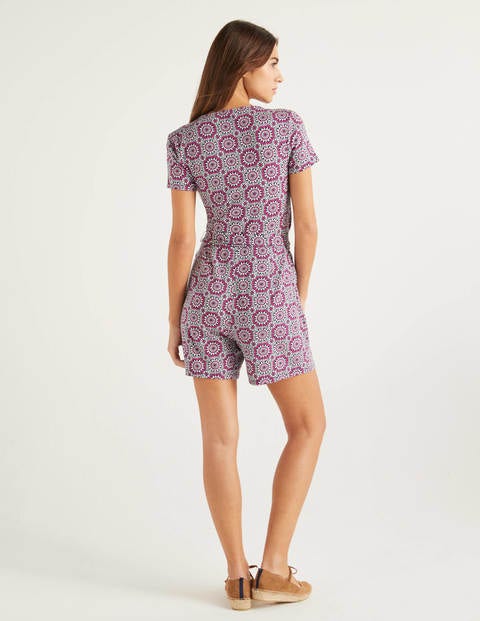 Combishort Caroline en jersey - Bleu marine, motif tuile soleil Combishort Caroline en jersey - Bleu marine, motif tuile soleil