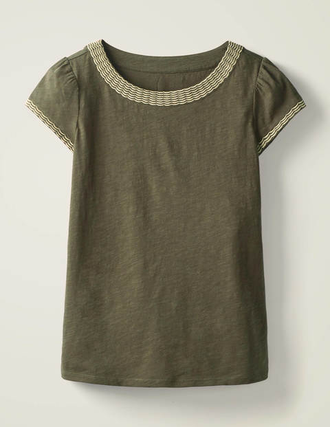 Sena Besticktes Jerseyoberteil - Klassisches Khaki/Gold, Muschelmuster Sena Besticktes Jerseyoberteil - Klassisches Khaki/Gold, Muschelmuster