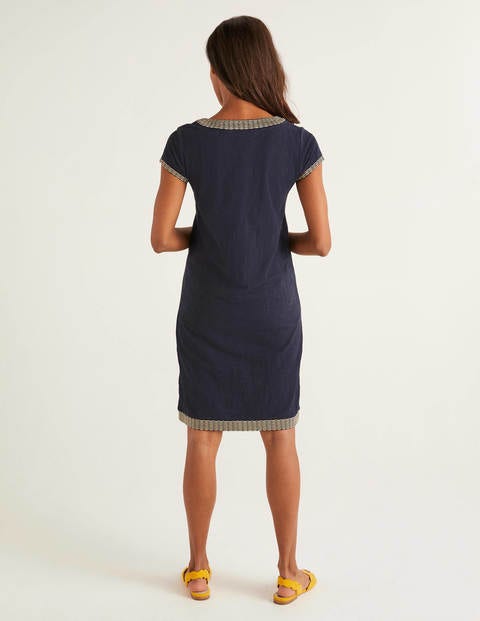 Sena Embroidered Jersey Dress - Navy Sena Embroidered Jersey Dress - Navy