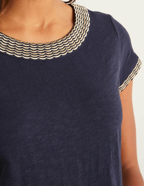 Sena Embroidered Jersey Dress - Navy Sena Embroidered Jersey Dress - Navy