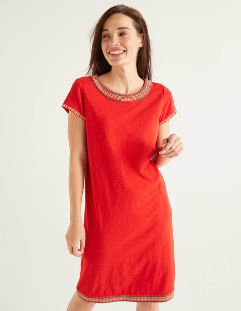 Sena Embroidered Jersey Dress - Post Box Red Sena Embroidered Jersey Dress - Post Box Red