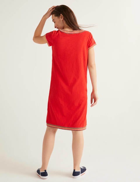 Sena Embroidered Jersey Dress - Post Box Red Sena Embroidered Jersey Dress - Post Box Red