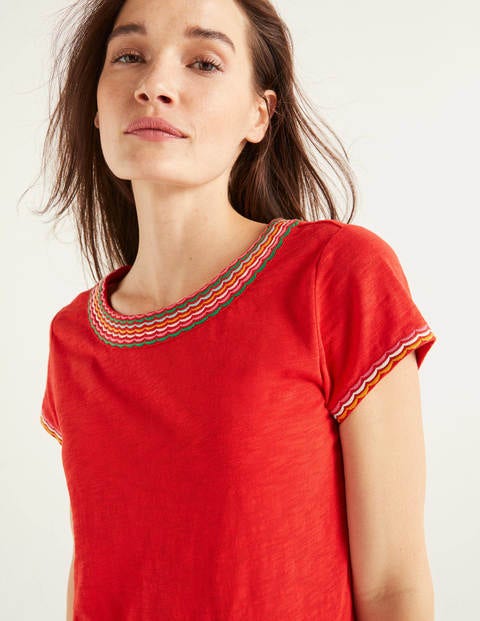 Sena Embroidered Jersey Dress - Post Box Red Sena Embroidered Jersey Dress - Post Box Red