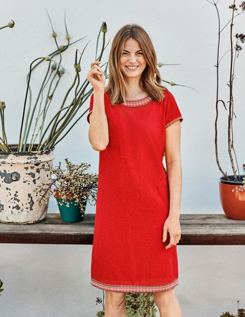 Sena Embroidered Jersey Dress - Post Box Red Sena Embroidered Jersey Dress - Post Box Red