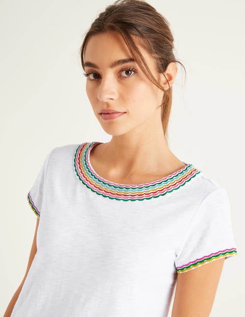 Sena Embroidered Jersey Dress - White Sena Embroidered Jersey Dress - White