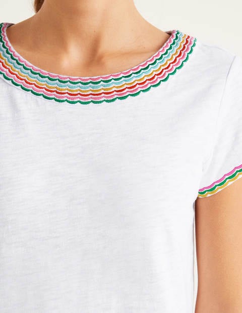 Sena Embroidered Jersey Dress - White Sena Embroidered Jersey Dress - White
