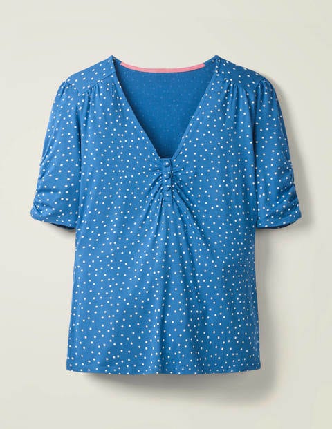 Jane Jersey Top - Bold Blue, Polka Dot Jane Jersey Top - Bold Blue, Polka Dot