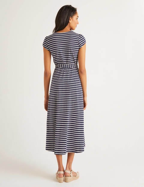 Frances Jersey Midi Dress - Navy/Ivory Stripe Frances Jersey Midi Dress - Navy/Ivory Stripe